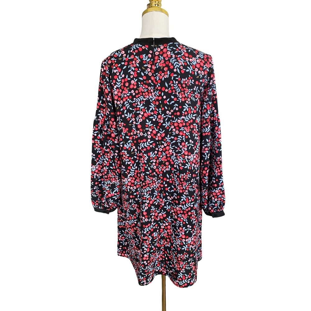NWT Loft Berry Velvet Trim Cutout Shift Mini Dress M Long Sleeve Romantic Goth - Picture 6 of 11